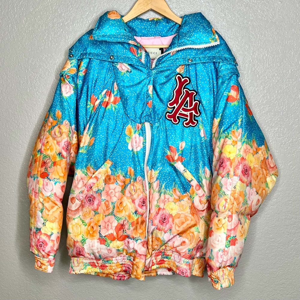 RARE Gucci LA Dodgers Chickae IDE Floral Manga Anime Bomber Jacket